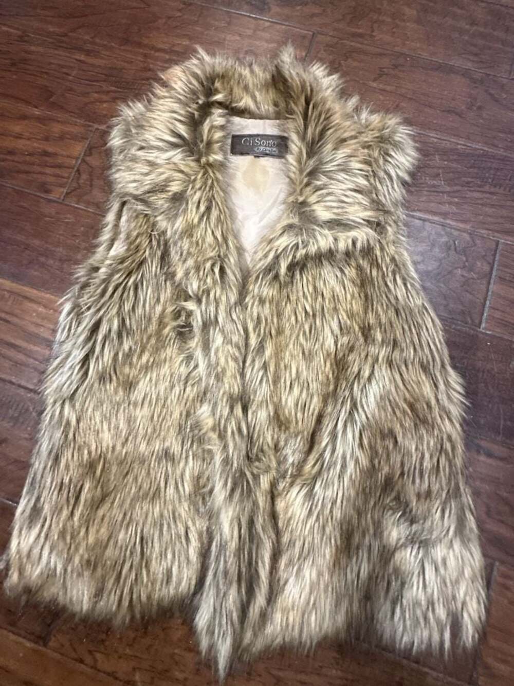 Ci Sono By Cavalini Brown Shaggy Faux Fur Vest